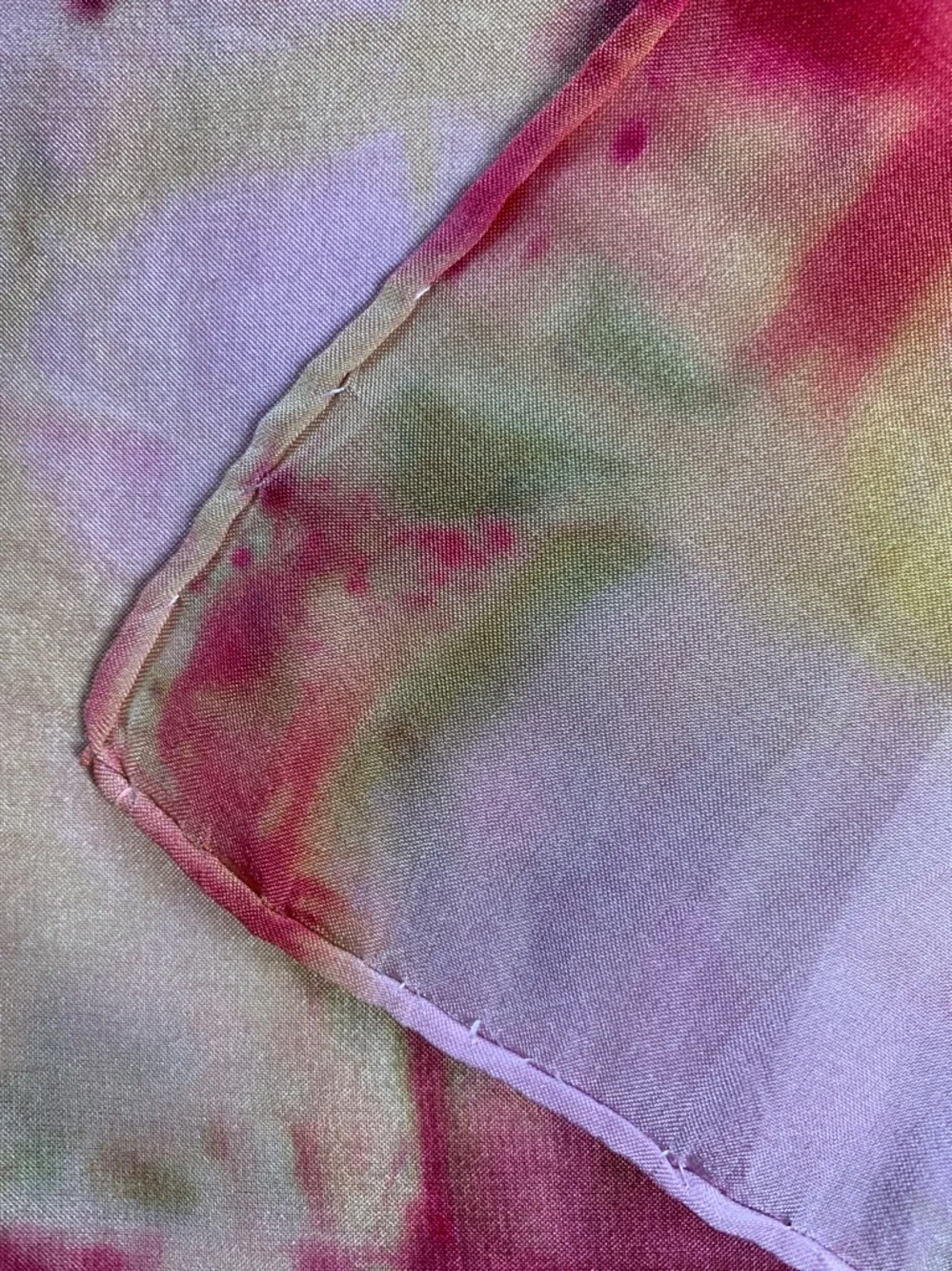 Pink and yellow silk tie dye scarf